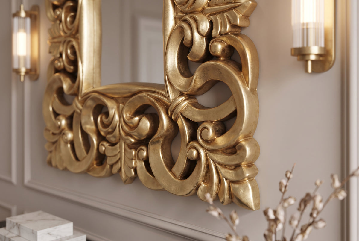Wall mirror VENICE BAROCK 75cm antique gold