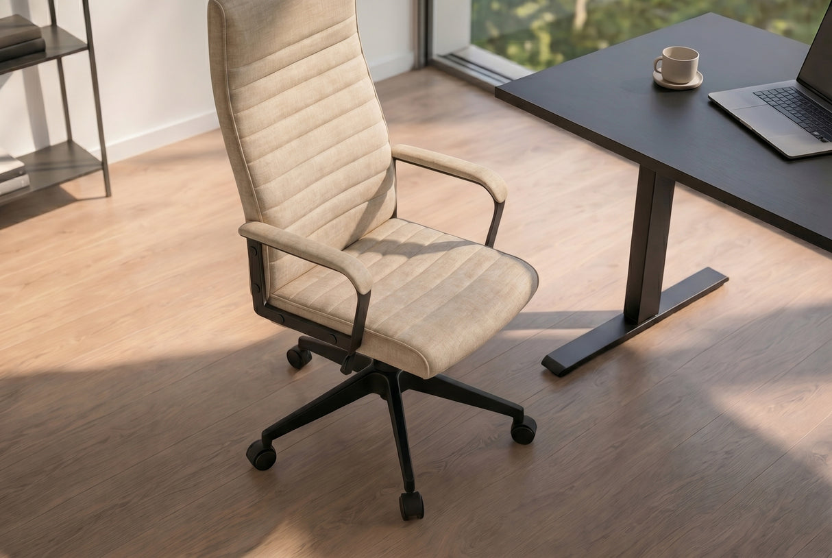 Bürostuhl LAZIO 49-59cm mit Wippfunktion Samt Velours Beige