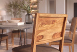 Chair MAKASSAR 80cm microfibre brown and sheesham wood brown stone finish