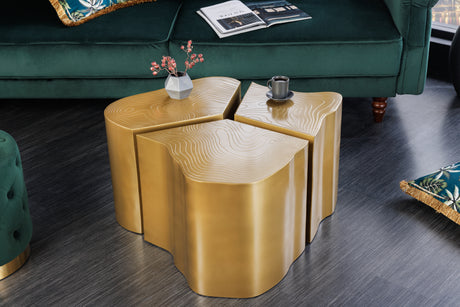 Side table ORGANIC ORIENT 80cm trunk look brass