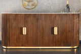 Sideboard GATSBY 180cm Mangoholz Marmorplatte weiß