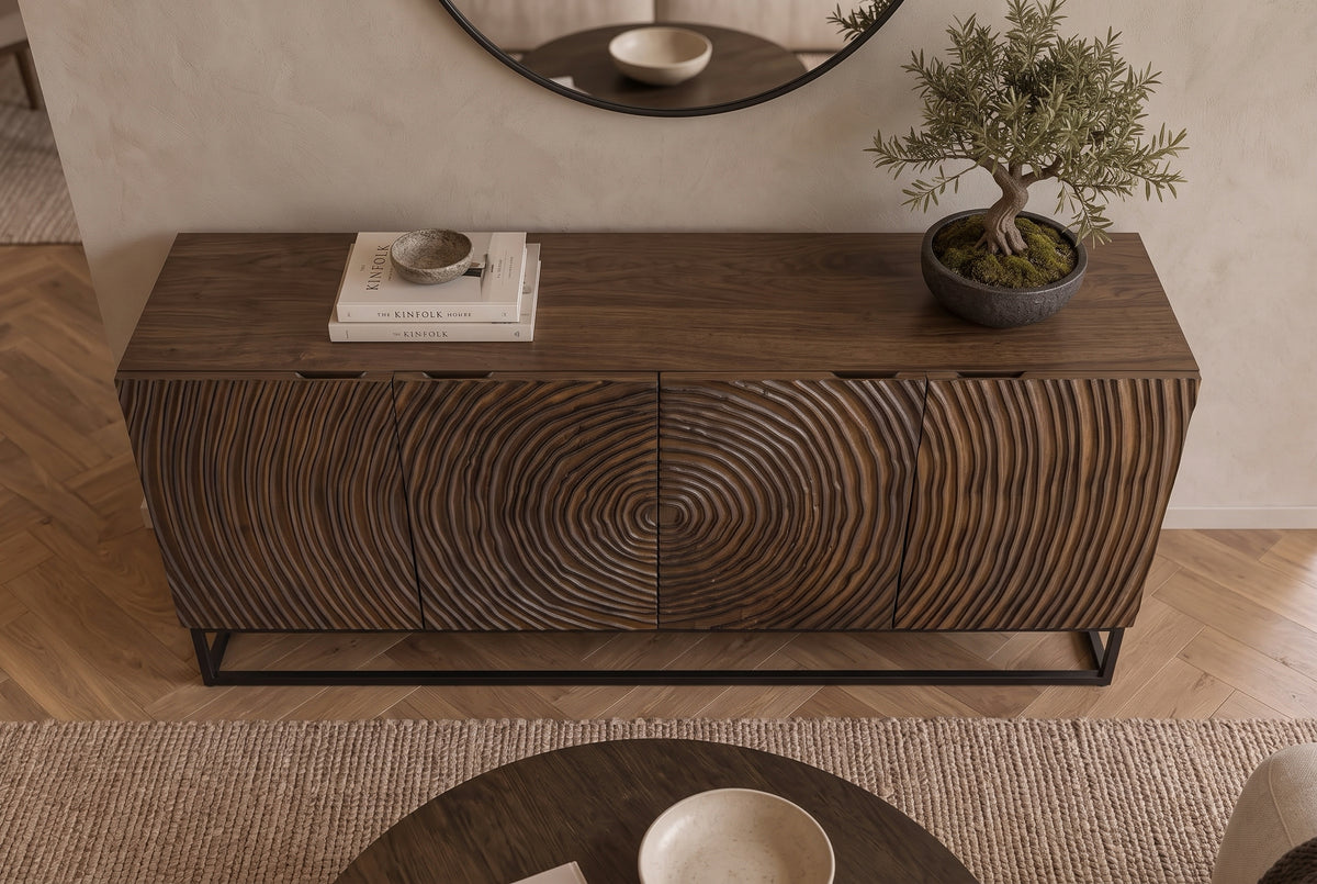 Sideboard ZEN CIRCLE 160cm 3D mango wood dark brown