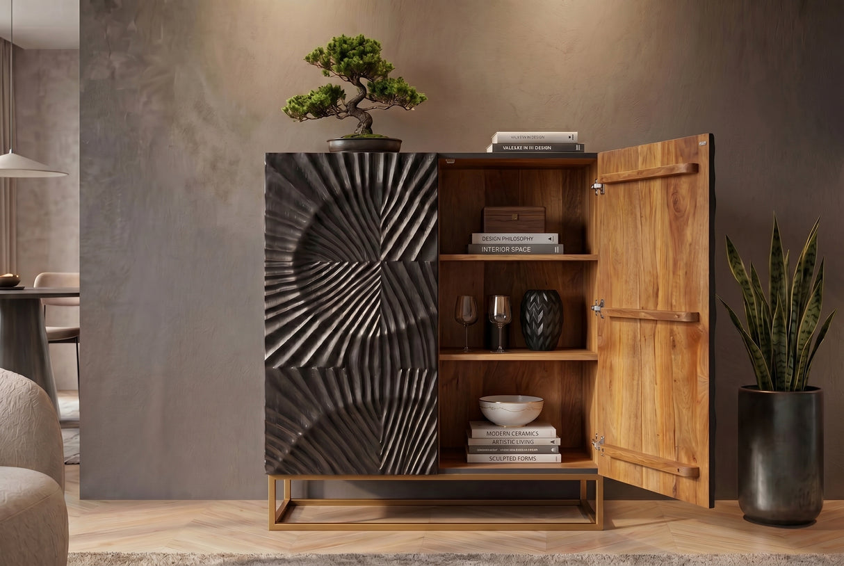 Highboard SCORPION 120cm 3D mango schwarz