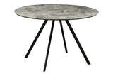 Esstisch ATELIER 120cm rund, graue Steinoptik mit schwarzen Metallbeinen