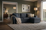 Schlafsofa APARTMENT 245cm 3-Sitzer mit Ottomane und Stauraum Strukturstoff grau