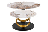 Coffee table DANCING RINGS round rotatable pandora ceramic matte gold rings