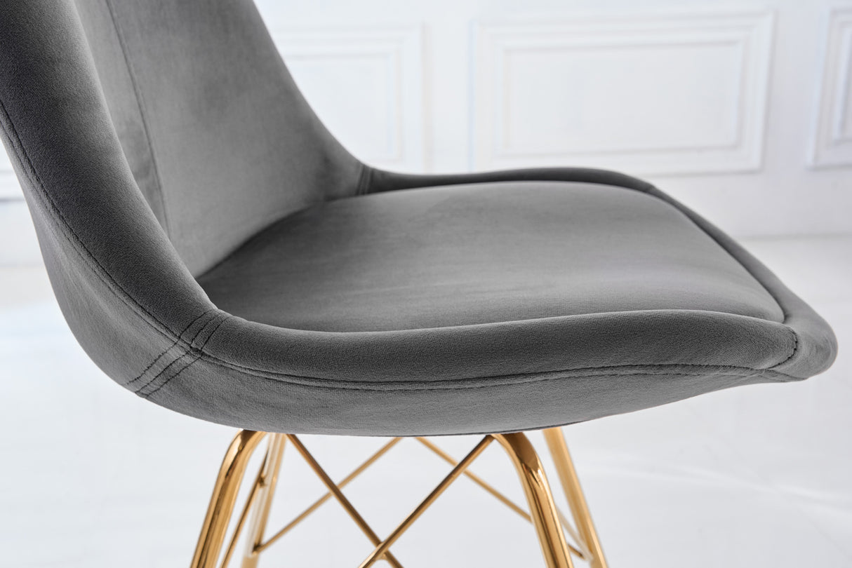 Chair SCANDINAVIA MASTERPIECE velvet dark grey with golden legs