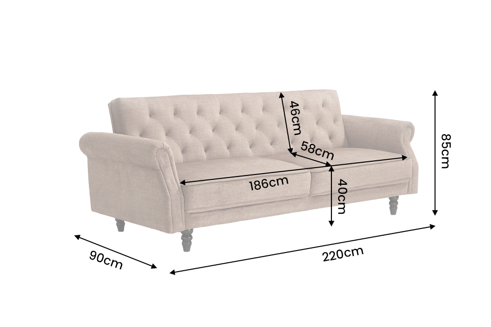 Sofa bed MAISON BELLE AFFAIRE 220cm vogue velvet greige
