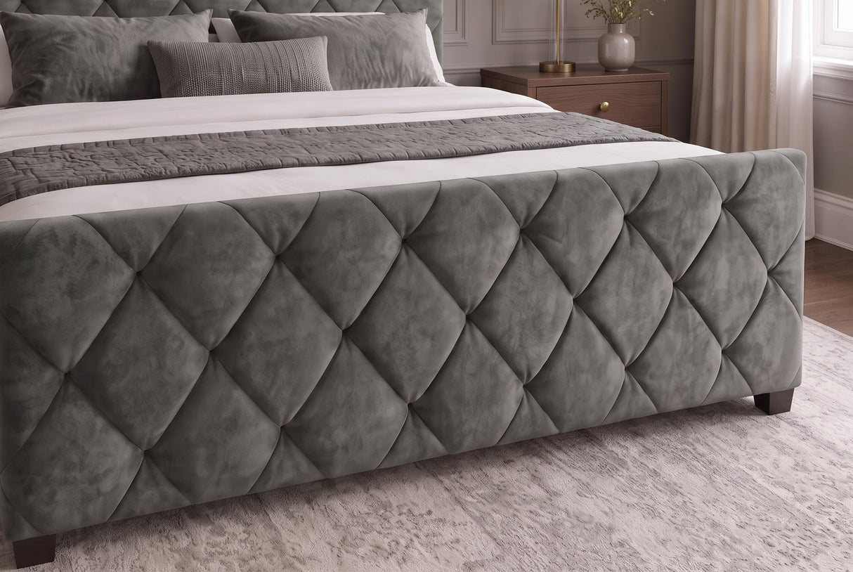 Bett ELYSIUM 180x200cm mit Stauraum Samt dunkelgrau