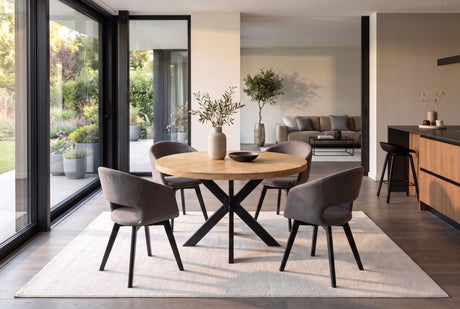 Dining table INFINITY HOME 120cm round w/ star frame mango wood creamy natural