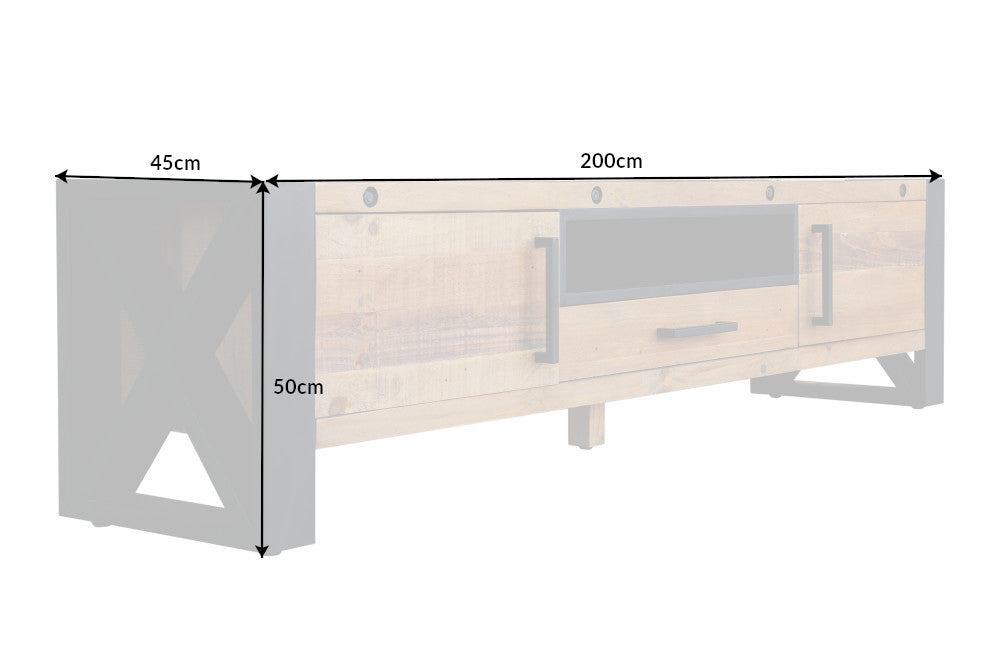 TV-Board THOR 200cm Kiefernholz natur