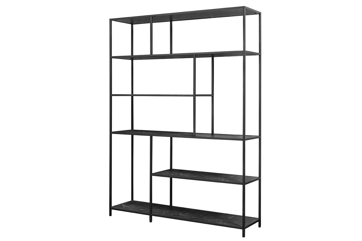 Regál SLIM LINE 185x135cm – mramorový vzhled černý