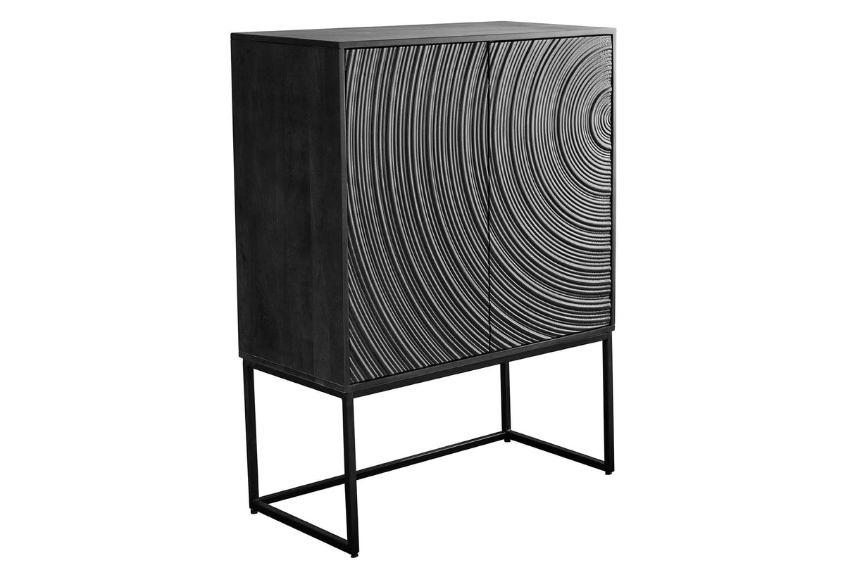 Highboard ORBIT 120 cm 3D-Optik Mangoholz schwarz
