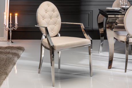 Chair MODERN BAROCK with armrests velvet beige