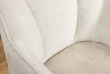 Swivel chair AVIGNON 360° w/ armrests chenille fabric champagne beige and black legs