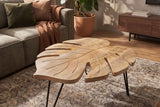 Couchtisch LEAF 75 cm mit Hairpin-Beinen Mangoholz natur