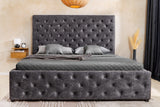 Bett PARIS 160x200cm CHESTERFIELD-Look Samt grau mit Stauraum