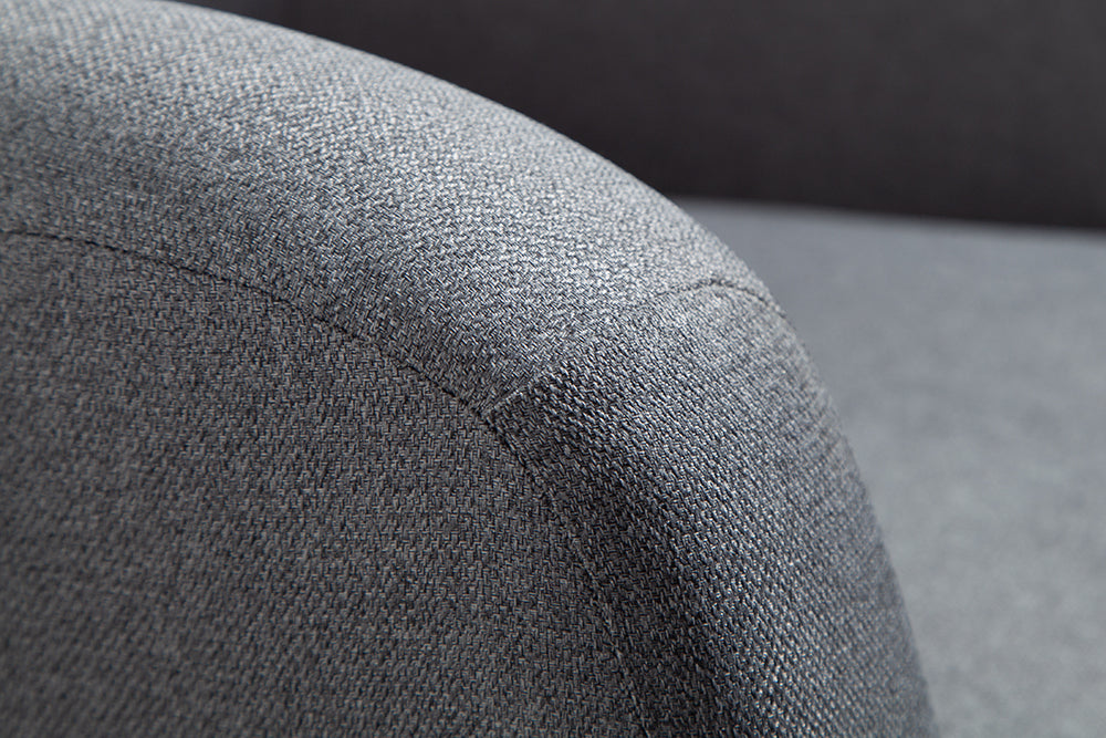 Wing chair DON anthracite w/ silver caps flat woven fabric