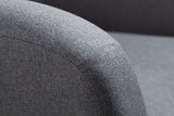 Wing chair DON anthracite w/ silver caps flat woven fabric