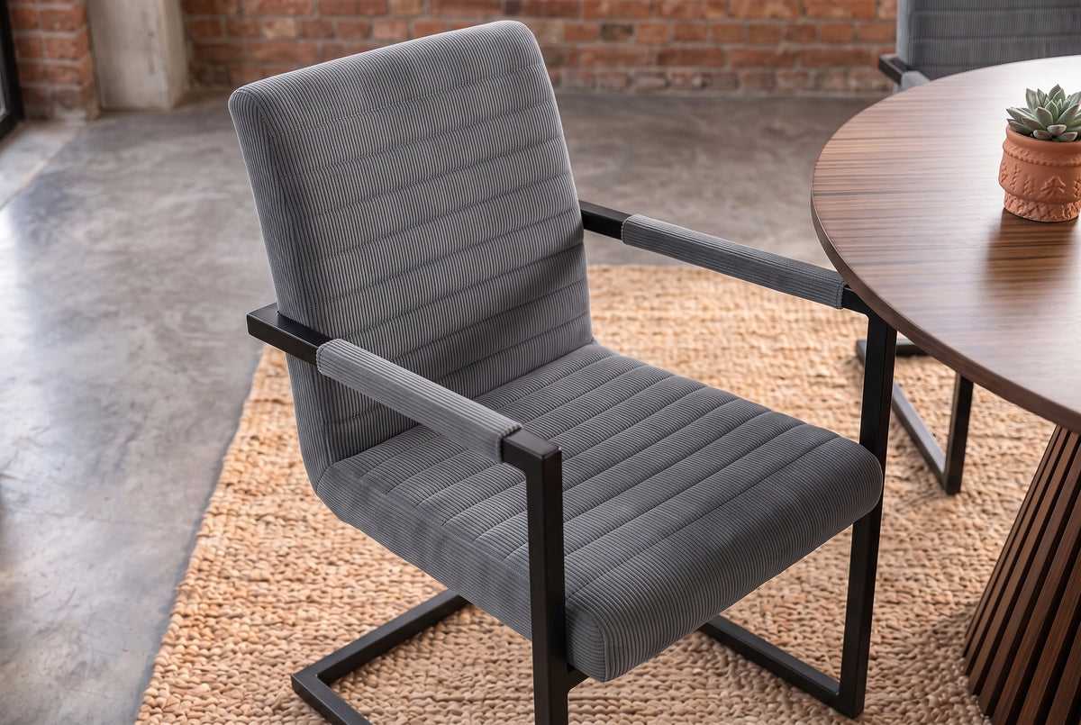 Cantilever chair LOFT w/ armrests cord grey metal frame black