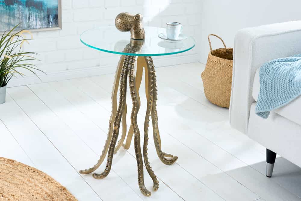 Side table WILDLIFE OCTOPUS 70cm 8mm tempered glass