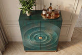 Barschrank GOLDEN SUNSET 140cm 3D Mangoholz türkis