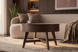 Coffee table KYOTO 70cm round w/ storage space walnut wood verneered