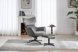 Hocker VOGUE 45cm drehbar Samt grau mit schwarzem Metallgestell