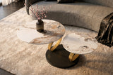 Coffee table DANCING RINGS round rotatable pandora ceramic matte gold rings