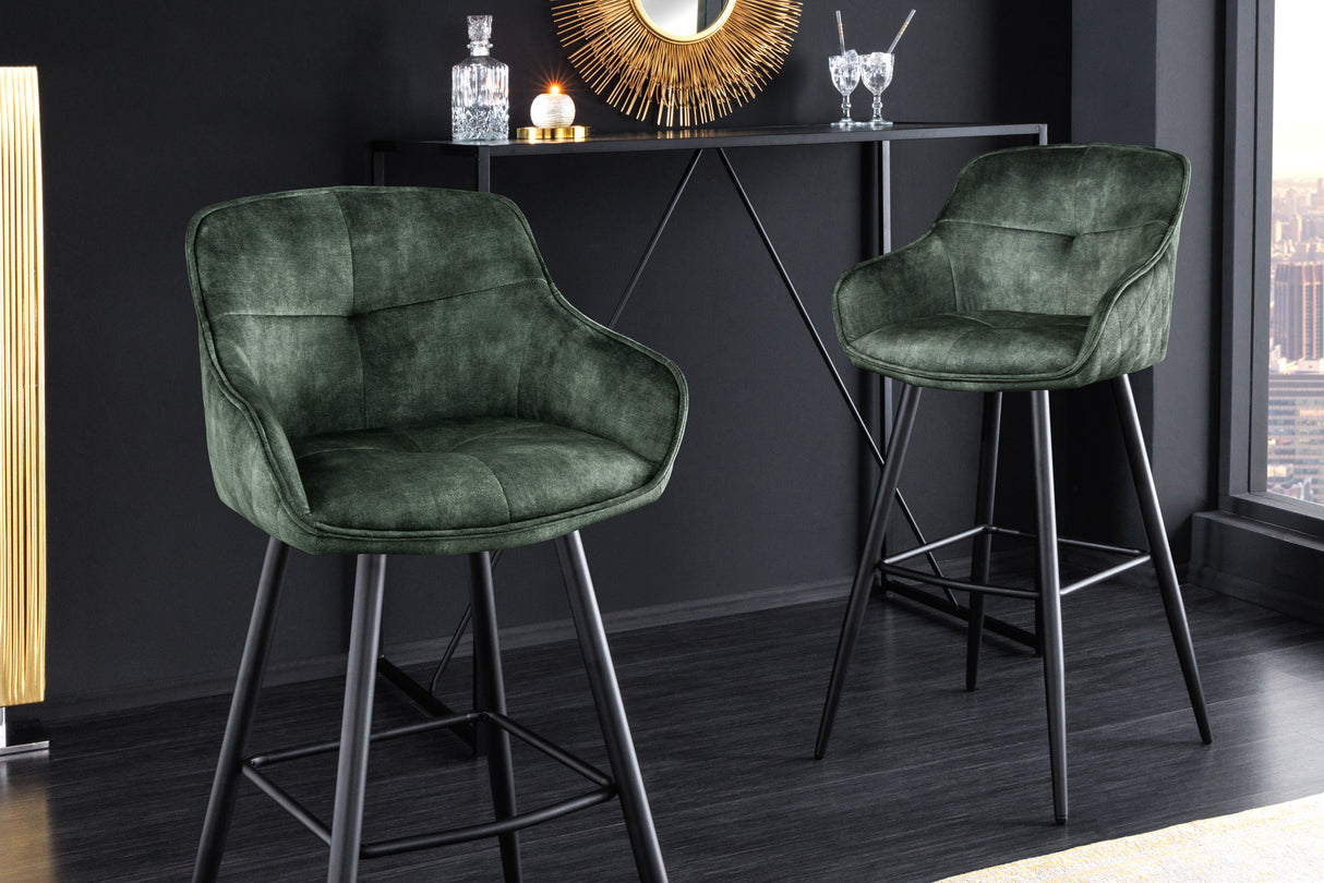 Bar chair EUPHORIA 74cm velvet green