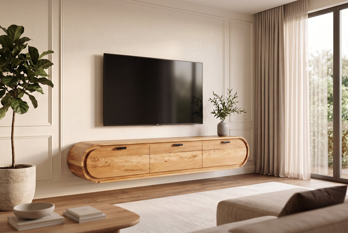 TV-Board ORGANIC 160cm hanging acacia wood natural