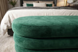 Bench chest VOGUE 85cm oval upholstered w/ storage space velvet green