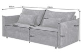 Sofa bed APARTMENT 215cm 3-seater velvet grey