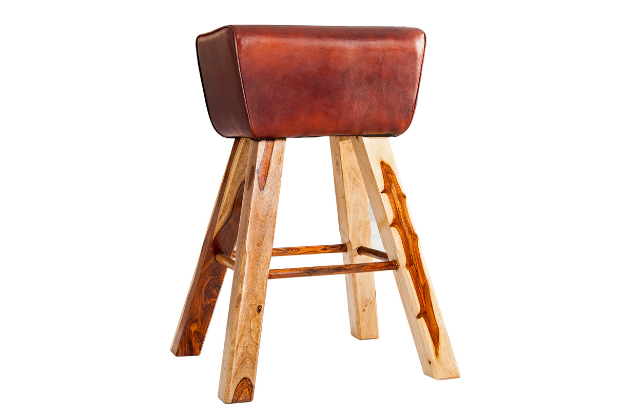 Bar stool BOCK 75cm genuine leather mango wood