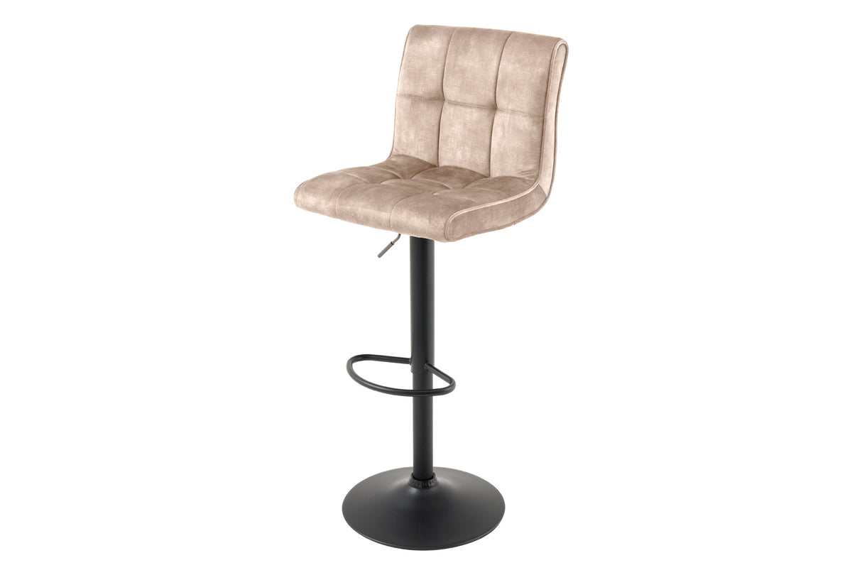 Barhocker MODENA 92-116cm 360° drehbar Samt Champagner-Beige m/ schwarzem Metallgestell