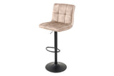 Barhocker MODENA 92-116cm 360° drehbar Samt Champagner-Beige m/ schwarzem Metallgestell