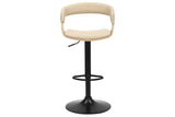 Barhocker MANHATTAN 81-110cm drehbar Kunstleder cremebeige und Eichenholzoptik