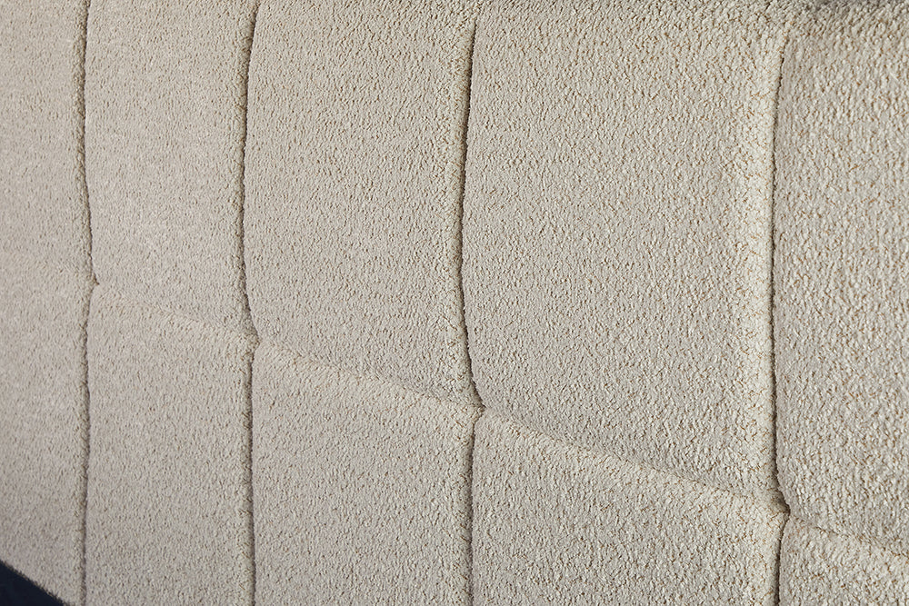 Bett PRESTIGE 180x200cm Bouclé cremefarben mit Stauraum