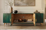 TV-Board GOLDEN SUNSET 180cm 3D Mangoholz türkis