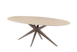 Dining table TRAVERTIN 220cm oval ceramic champagne greige