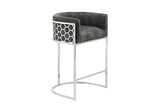 Barhocker ELEGANCE Samt grau mit silbernem Edelstahlgestell