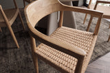 Chair KENNEDY wicker seat w/ armrests recyled pine wood natural