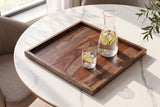 Tray MAKASSAR 50cm w/ raised edge sheesham wood brown smoke finish