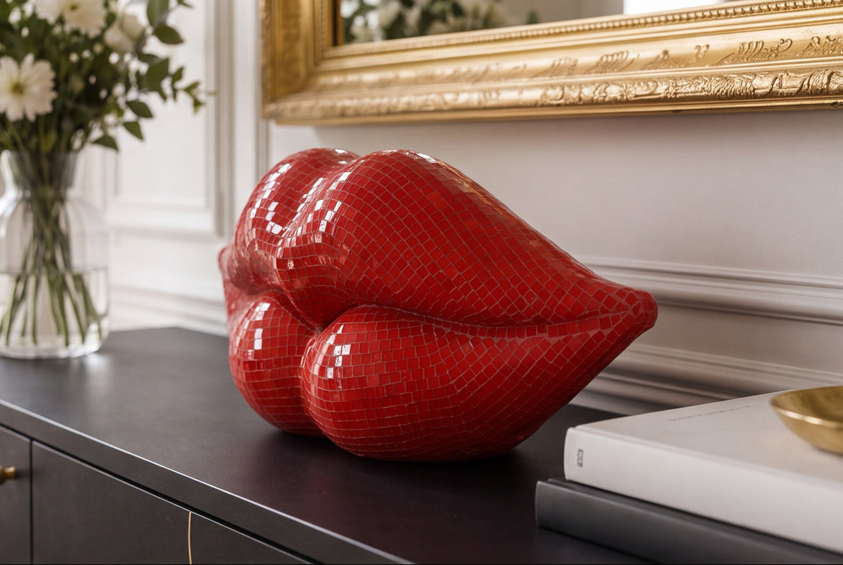 Deko DISCO LIPPEN 35cm Mosaik rot
