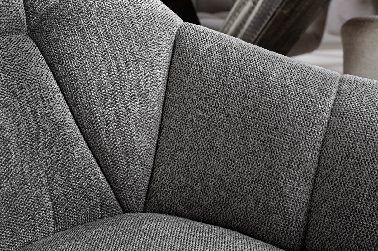 Swivel chair PAPILLON rotatable 180° with armrests textured fabric dark grey