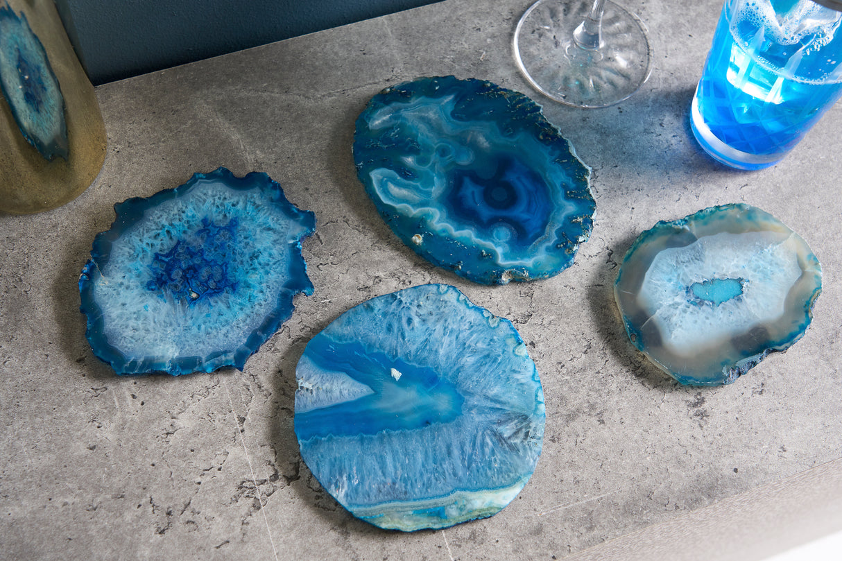 Trivet ACHAT 12cm set of 4 agate blue