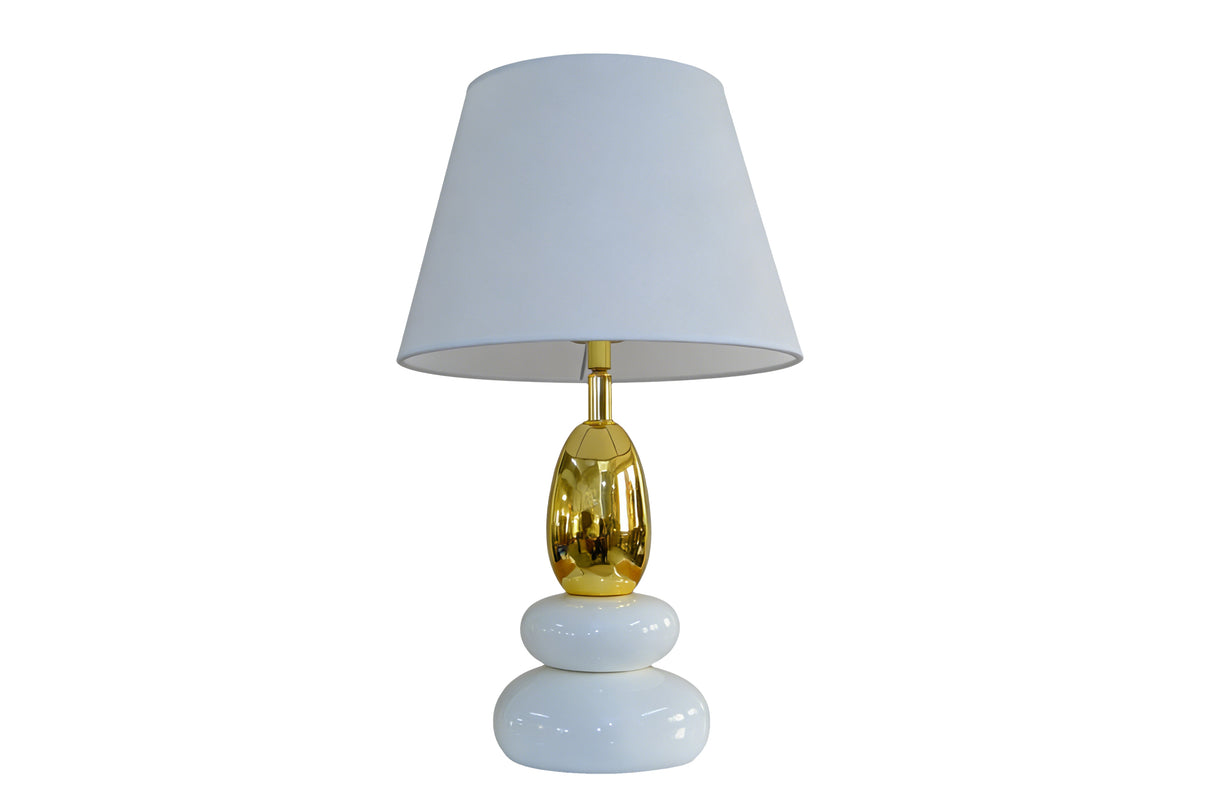 Table lamp STONES OF ZEN 45cm w/ adjustable lampshade white gold