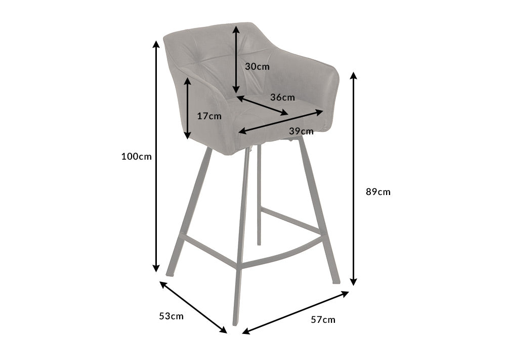 Bar chair LOFT with armrests microfibre antique grey