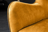 Wing chair AMSTERDAM velvet mustard yellow black metal legs