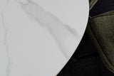 Dining table UNIQUE 120cm round white frame ceramic white marble top